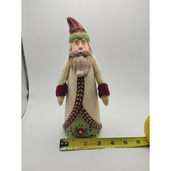 Walmart Santa Figurine Christmas Holiday Red Green Cream Resin Folk Art Style 9” - Picture 3 of 8